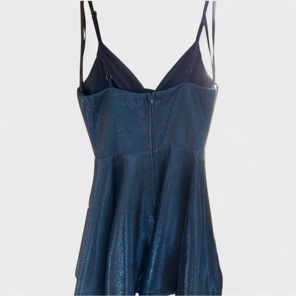 B Darlin-Shimmer flair dress. Navy metallic-1/2 juniors-NWT - Picture 3 of 4
